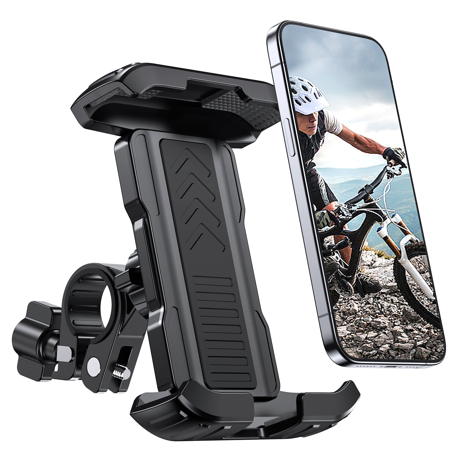 SOLIGU Bike Phone Holder, [Selfie-Friendly] Bike Phone Mount, [One-Touch Locking] Bike Phone Holder Handlebar,Compatible with iPhone Samsung Google and All 4.7''-6.8'' Phones