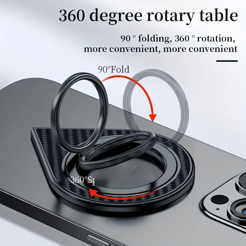 Double-sided magnetic phone ring holder 360° rotation finger ring buckle kickstand ultra-thin magnetic mobile phone tablet (water droplet shape with carbon fiber pattern)