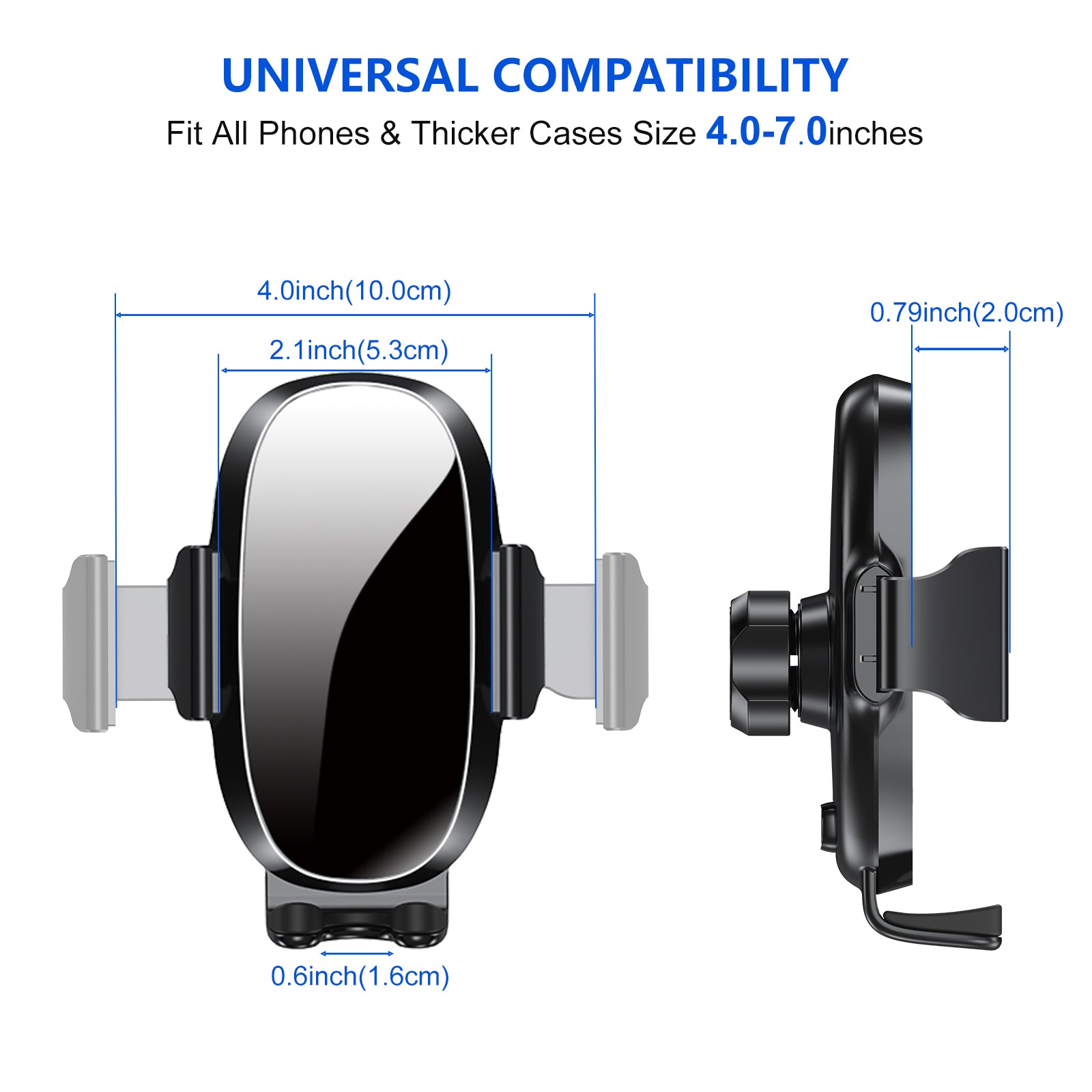 Car Phone Holder Mount - Adjustable Horizontal and Vertical Cell Phone Holder with Air Vent Mounting for All Phones - Waterproof and Durable ABS Material