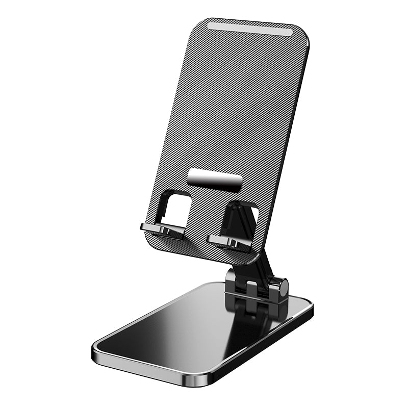 Desktop Rotating Phone Stand: ABS Front Panel, Metal Base with Anti-Slip Pads, Foldable for Portability, Ideal for Desk, Office, and Nightstand